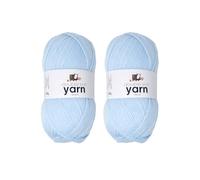 Korbond Lot de 2 pelotes de laine acrylique de 100 g - Légères, hypoallergéniques et durables - Pour crochet et tricot - Bleu clair