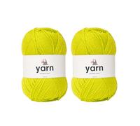 Korbond Lot de 2 pelotes de laine acrylique de 100 g - Légères, hypoallergéniques et durables - Pour crochet et tricot - Vert vif