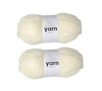 Korbond Lot de 2 pelotes de laine acrylique pour bébé - 100 g - Léger, hypoallergénique et durable - Double tricot - Crème