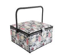 Korbond Panier à couture extra large Motif forêt nocturne 18 x 36 x 34 cm