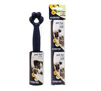 Korbond Rouleau Anti-Peluches et Recharge pour Animaux de Compagnie - Un Rouleau Anti-Peluches et Deux têtes de Rechange - 99 Feuilles adhésives - Feuilles adhésives parfumées aux Agrumes pour Une