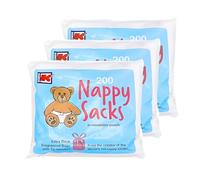 Kordis Lot de 3 sacs à couches jetables - 200 sacs à couches parfumés avec poignées à nouer - Sacs à couches lilas pour articles de toilette pour bébé - 600 sacs au pouce carré - 29,5 cm x 36 cm