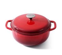 Kordisen 28 cm/5.7 L Cocotte en Fonte Emaillée avec Couvercle, Pour la Cuisson du Pain au Levain, Compatible avec le four Jusqu'à 260 °C, Robuste et Grande Taille, Rouge