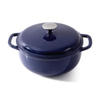 Kordisen 28 cm/5.7 L Cocotte en Fonte Emaillée avec Couvercle, Pour la Cuisson du Pain au Levain, Compatible avec le four Jusqu'à 260 °C, Robuste et Grande Taille, Bleue