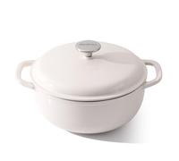 Kordisen 28 cm/5.7 L Cocotte en Fonte Emaillée avec Couvercle, Pour la Cuisson du Pain au Levain, Compatible avec le four Jusqu'à 260 °C, Robuste et Grande Taille, Blanche