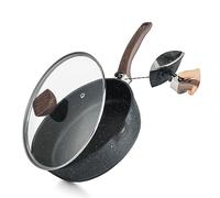 Kordisen Poêle à Frire Profonde 28 cm avec Couvercle, Poignée Amovible, Revêtement en Pierre de Granit Antiadhésive pour la Cuisson, Batterie de Cuisine à Induction, Sans PFOA