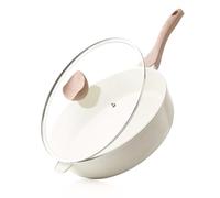 Kordisen Poêle profonde en céramique antiadhésive, 30 cm, non toxique, grande poêle avec couvercle, cuisinière géante saine, sauteuse pour la cuisine, batterie de cuisine à induction, sans PFOA et