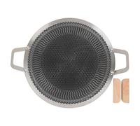 Korean barbecue baking tray stainless steel multi-purpose outdoor baking tray portable suitable for indoor and outdoor honeycomb layer circular top grill (38cm)