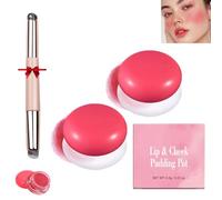 Korean Pudding Pot Blush,Korean Pudding Pot Lip,Korean Pudding Pot Makeup,Blurring Pudding Pot Lip,Blurry Pudding Pot for Lip&Cheek,Blurring Makeup Blush,Long-Lasting Buildable (2*#03)