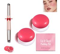Korean Pudding Pot Blush,Korean Pudding Pot Lip,Korean Pudding Pot Makeup,Blurring Pudding Pot Lip,Blurry Pudding Pot for Lip&Cheek,Blurring Makeup Blush,Long-Lasting Buildable (2*#01)