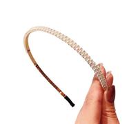 Korean Styles Acrylic Rhinestones Hairband with Faux Pearls Decoration Secure Grip Lightweight for Prom Event Nonslip Hairband with Bows