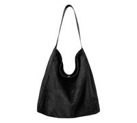 Korean Styles Sac à bandoulière souple en faux daim pour femme Minimalistes à la mode épaule simple grande capacité Sac à main de travail quotidien, Noir , One Size