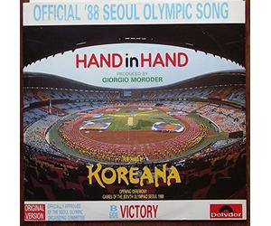 Koreana - KOREANA / HAND in HAND / VICTORY / OFFICIAL ´88 SEOUL OLYMPIC SONG / PRODUCED BY GIORGIO MORODER / 1988 / Bildhülle / Polydor # 887 730-1 / Deutsche Pressung / 12" Vinyl MAXI SINGLE Schallplatte / OPENING CEREMONY GAMES OF THE XXIV TH OLYMPIAD SEOUL 1988 / ORIGINAL VERSION / OFFICIALLY APPROVED BY THE SEOUL OLYMPIC ORGANIZING COMMITTEE /