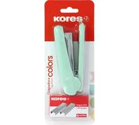 Kores - Agrafeuse de bureau modèle Colors + 1 000 agrafes 24/6, couleur menthe douce, dimensions 12,5 x 5,5 x 3 cm, capacité 20 feuilles de papier de 80 g, compatible avec agrafes 26/6, matériel