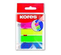 Kores - Bandes d'Indexation Autocollantes, Marqueurs de Page Auto-Adhésifs et Fanions de Documents, pour l'Ècole et le Bureau, 12 x 45mm, Paquet de 5 Couleurs Assorties de 25 Feuilles Chacune