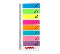 Kores - Bandes d'Indexation Autocollantes Sur Règle, Marqueurs de Page Autocollants "Sign Here" et Fanions de Documents, 12 x 45mm, Lot de 8 Couleurs Assorties x 25 Feuilles chacune