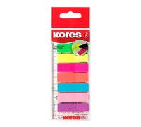 Kores - Bandes d'Indexation Autocollantes sur Règle, Marqueurs de Page et Drapeaux pour Documents, Fournitures Scolaires et de Bureau, 12 x 45mm, Paquet de 8 Couleurs Assorties x 25 Feuilles Chacune