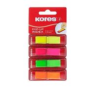 Kores - Bandes d'Indexation en Film Autocollant dans un Distributeur Pratique, Marqueurs de Page et Signets Repositionnables, 12 x 45mm, Paquet de 4 Couleurs Assorties x 40 Feuilles Chacune