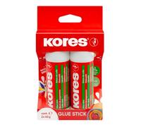 Kores - Bâton de Colle, Adhésif à Forte Adhérence, Colle de Bricolage Sûre et Non Toxique pour les Travaux Manuels, les Fournitures Scolaires et de Bureau, Paquet de 2 x 40g