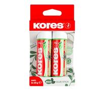 Kores - Bâton de Colle Écologique, Adhésif à Forte Adhérence, Colle de Bricolage Sûre et Non Toxique pour l'Artisanat, Respectueuse de l'Environnement, Paquet de 2 x 20g