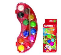 Kores boîte d'encre opaque "AKUARELLOS" 12 couleurs