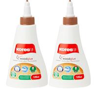 Kores - Colle à Bois Liquide Blanche, Colle d'Artisanat à Forte Adhérence, Sûre et Non Toxique, pour l'Artisanat et le Bricolage, Lot de 2 x 125ml