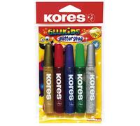 KORES Colle pailletée Glitter Glue GLUKIDS 5 x 8 ml - Assortiment Or/Rouge/Vert/Argent - Sans solvant