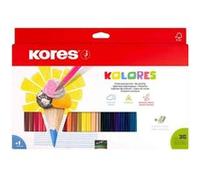 Kores - Kolores : 36 Crayons de Couleur pour Enfants, Débutants et Adultes avec Mine Tendre et Forme Triangulaire, Fournitures Scolaires, Paquet de 36 Couleurs Assorties et Taille-Crayon Inclus