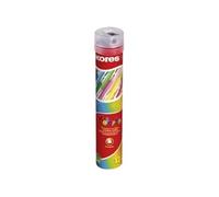 Kores - Kolores : 12 Crayons de Couleur avec Mine Tendre et Forme Triangulaire, Fournitures Scolaires, Paquet de 12 Couleurs Assorties dans un Tube en Métal et Taille-Crayon Inclus