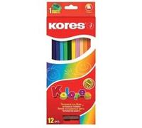 Kores Crayons de couleur Kolores – 12 couleurs, mine tendre, triangulaire, taille-crayon inclus