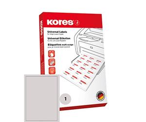 Kores - Étiquettes rectangulaires universelles autocollantes - 100 feuilles - Blanc - Format étiquettes 210 x 297 mm