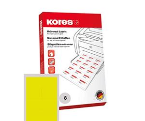 Kores Etiquettes universelles 10,5 x 7,4 cm 100 feuilles A4 Jaune