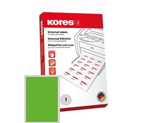 Kores Etiquettes universelles 21 x 29,7 cm 100 feuilles A4 Vert