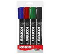 Kores - Marqueurs permanents K Marker - Pointe biseautée - Étui de 4 assortis