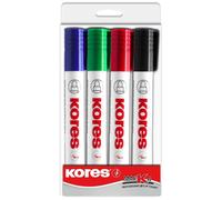 Kores Marqueurs pour tableau blanc K-Marker XW1 — Pointe ronde, effaçable à sec, 4 couleurs