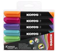 Kores Etui De 6 Marqueurs Permanents "K Marker", Pointe Ogive