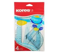Kores LIN42103 Geo Set 15 Règle 15 cm avec équerre de dessin 45°/12 cm 60 °/12 cm Coudée 180 °/10 cm Avec chaîne de tuba