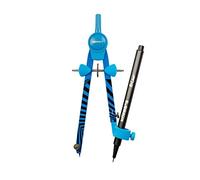 Kores - Grafiko Neon : Compas de géométrie en métal avec molette de réglage rapide haute précision, fournitures scolaires avec adaptateur pour crayon et recharge de mines inclus, lot de 1 compas