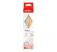 Kores - Grafitos Collage Style : Crayons Graphite HB pour Enfants et Adultes, Crayons en Bois Recouverts de Couleurs Pastel Tendance avec Gommes Sans Latex, pour Écrire, Dessiner et Croquis, Pack de 6