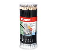 Kores - Grafitos : Crayons Graphite HB pour Enfants et Adultes avec Mine Tendre et Gomme, Forme Hexagonale, Fournitures Scolaires et de Bureau pour l'Écriture, le Dessin et l'Esquisse, Lot de 72