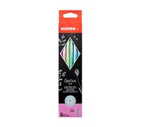 Kores - Grafitos Style : Crayons Graphite HB pour Enfants et Adultes, Crayons en Bois de Couleurs Métalliques Tendance avec Gommes Sans Latex, pour Écrire, Dessiner et Croquis, Pack de 6