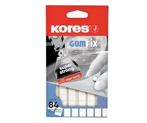 Kores - Gumfix White Tack, Gomme Adhésive Réutilisable et Amovible pour l'École, la Maison et le Bureau, Non Marquante, Paquet de 84 Punaises x 50g