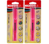 Kores - High Liner Plus : Stylos Surligneurs Fluorescents Roses, Pointe Biseautée et Encre à Base d'Eau, Fournitures Scolaires et de Bureau, Paquet Individuel (Lot de 2)