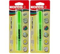 Kores - High Liner Plus : Stylos Surligneurs Fluorescents Verts, Pointe Biseautée et Encre à Base d'Eau, Fournitures Scolaires et de Bureau, Paquet Individuel (Lot de 2)