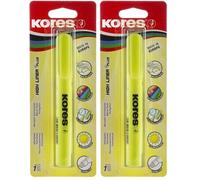 Kores - High Liner Plus : Stylos Surligneurs Jaunes Fluorescents, Pointe Biseautée et Encre à Base d'Eau, Fournitures Scolaires et de Bureau, Paquet Individuel (Lot de 2)