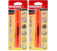 Kores - High Liner Plus : Surligneurs Fluorescents Orange, Pointe Biseautée et Encre à Base d'Eau, Fournitures Scolaires et de Bureau, Paquet Individuel (Lot de 2)