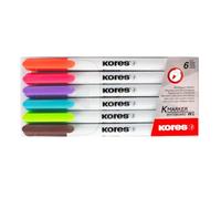 Kores Marqueur non permanent K Marker W1 - Pointe ronde M 1 mm - Étui 6 pièces, séchage rapide