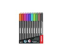 Kores - K-Marker P1 : Marqueurs permanents de couleur, pointe fine en fibre, encre résistante à l'eau et à faible odeur, pour toutes les surfaces, lot de 10 couleurs assorties