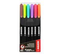Kores Marqueurs permanents K-Marker P1 – Pointe fine, encre résistante à l'eau – 6 couleurs