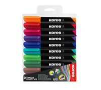 Kores - K-Marker XP1 : Marqueurs Permanents de Couleur, Pointe Ronde, Encre Imperméable à l'Eau et à Faible Odeur, pour Toutes les Surfaces, Paquet de 10 Couleurs Assorties